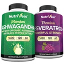 Nutrivena Premium Ashwagandha Capsules & Resveratrol Bundle: High- Absorgetic Resveratrol Capsules dan Ashwagandha Suplemen untuk Keseimbangan, Vitalitas, & Perbaikan