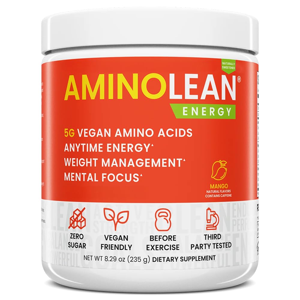 RSP NUTRITITION Aminolean Natural Pre Workout Powder, Sucralose Free Amino Energy with No Articial Dyes, Vegan BCAAs and Weight Mango, 25 Serv