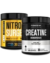 Bracked Factory Nitrospurse Build Pre Workout with Creatine for Muscle Building (30 Servings, Blue Raspberry) & Creatine Monohydrate Powder for Muscle Growth & Recovery (30 Servings, Unflashed)