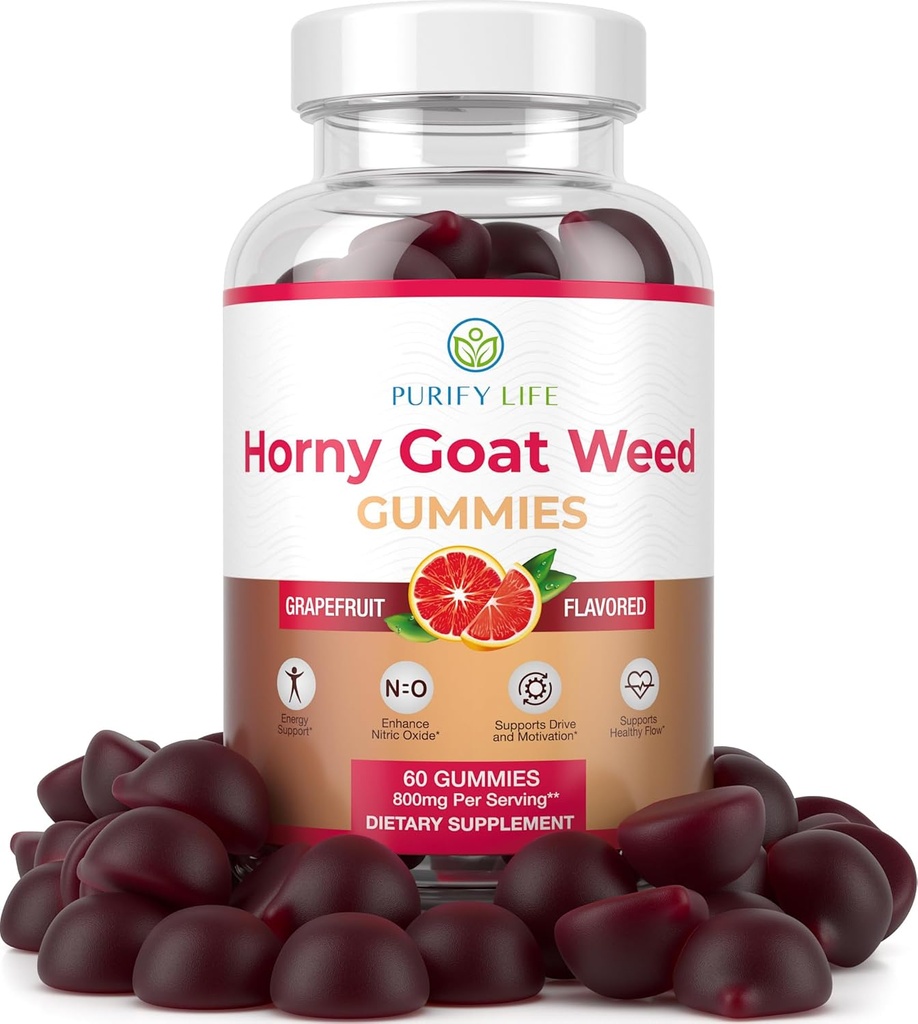 Goat yang kuat dan kuat untuk Pria dan Wanita (Max Potency Chews 800mg), Ekstrak Kambing Horny untuk Manajemen Energi, Performance dan Stamina - Vegan, Gluten- Free, Natural Grapefruit Flavor