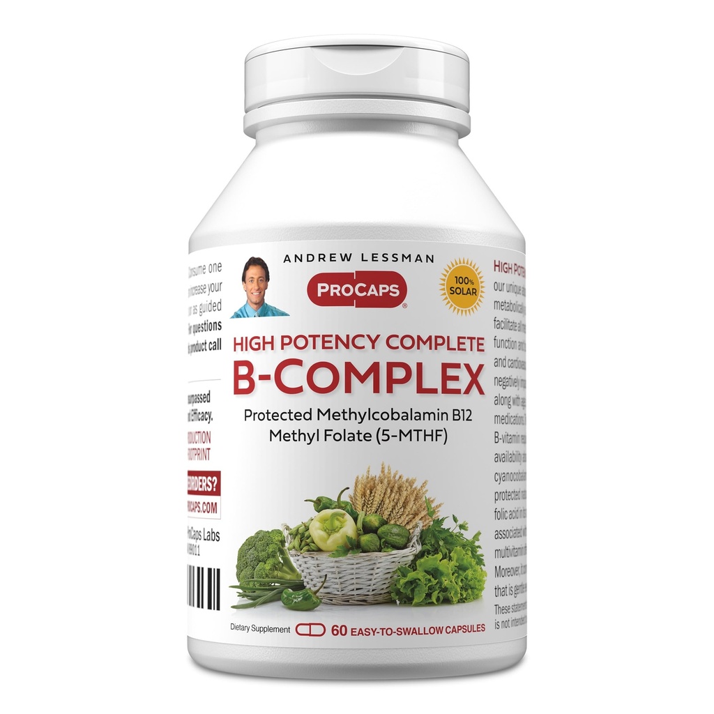 ANDREW LESSMAN High Potency B-Complex 60 Capsules - dengan Tingkat Besar Kompleks dan Biotin, Promoses Perkembangan Cellular, Energi, Fungsi Imunitas, Detoksifikasi, Metabolisme Gemuk dan More