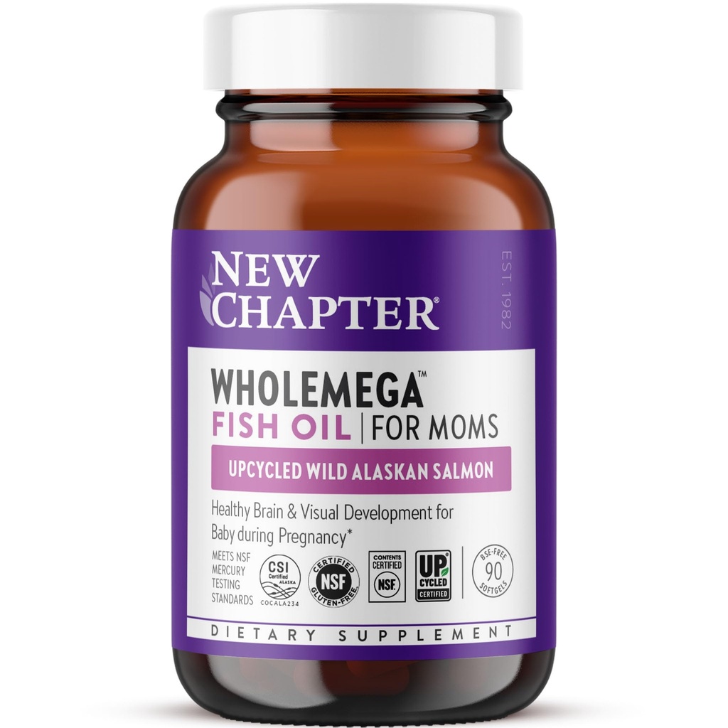 Bab Wholemega Baru untuk Tambahan Mos Fish Oil, Kecil Kapsul, 2000mg per Serving, DHA Prenatal dengan Omega-3 + Vitamin D3 untuk Prenatal & Tawar Dukungan, 500mg Masing-masing - 90 Cacah