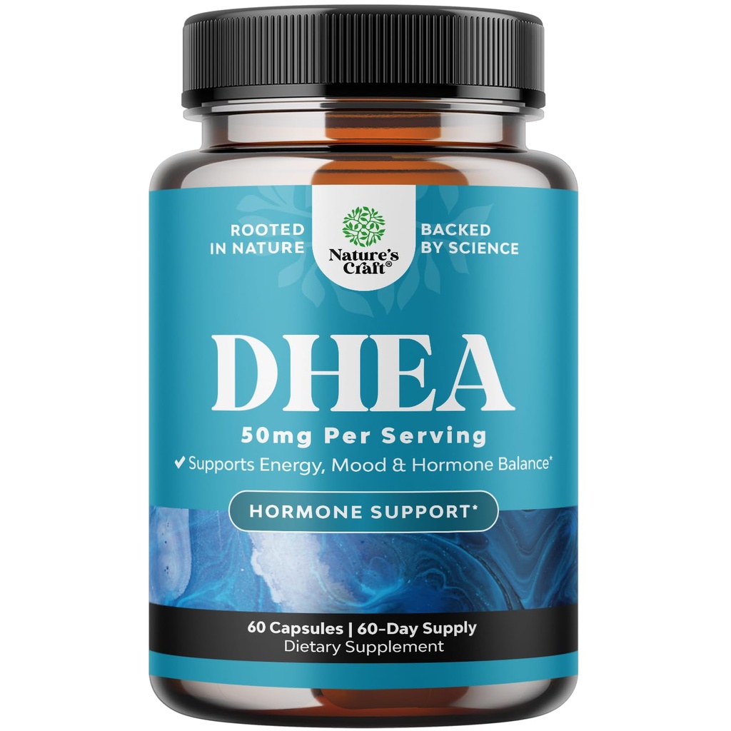DHEA Suplemen untuk Perempuan & Pria - Murni DHEA 50mg untuk Keseimbangan Hormone, Ketidakstabilan Mood, Fungsi Otak, Sistem Immune, Energi & Fertilitas