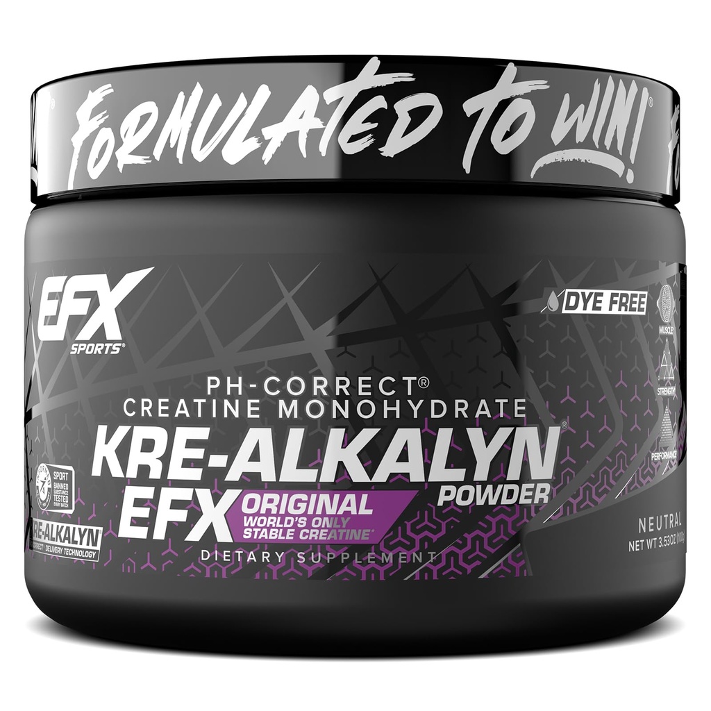 EFX Sports Kre-Alkalyn EFX Powder 124; pH Better Creatine Monohydrate Supplement (Unflamiting)