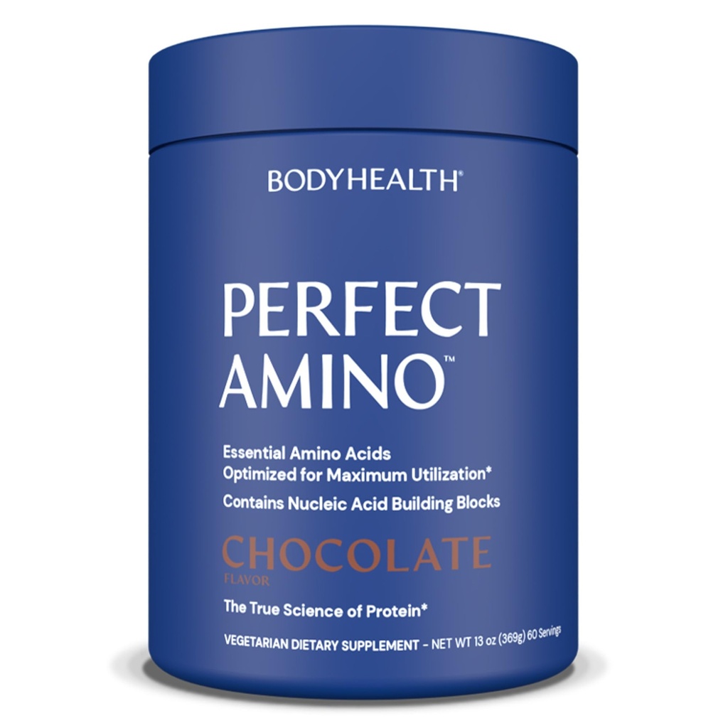 BodyHealth PerfectAmino Powder - BCAA dan bedak EAA untuk Pre dan Post Workout - Amino Acid Energy Dum Pria dan Perempuan untuk Mendukung Lean Muscle dan Pemulihan - Coklat - 60 Servis