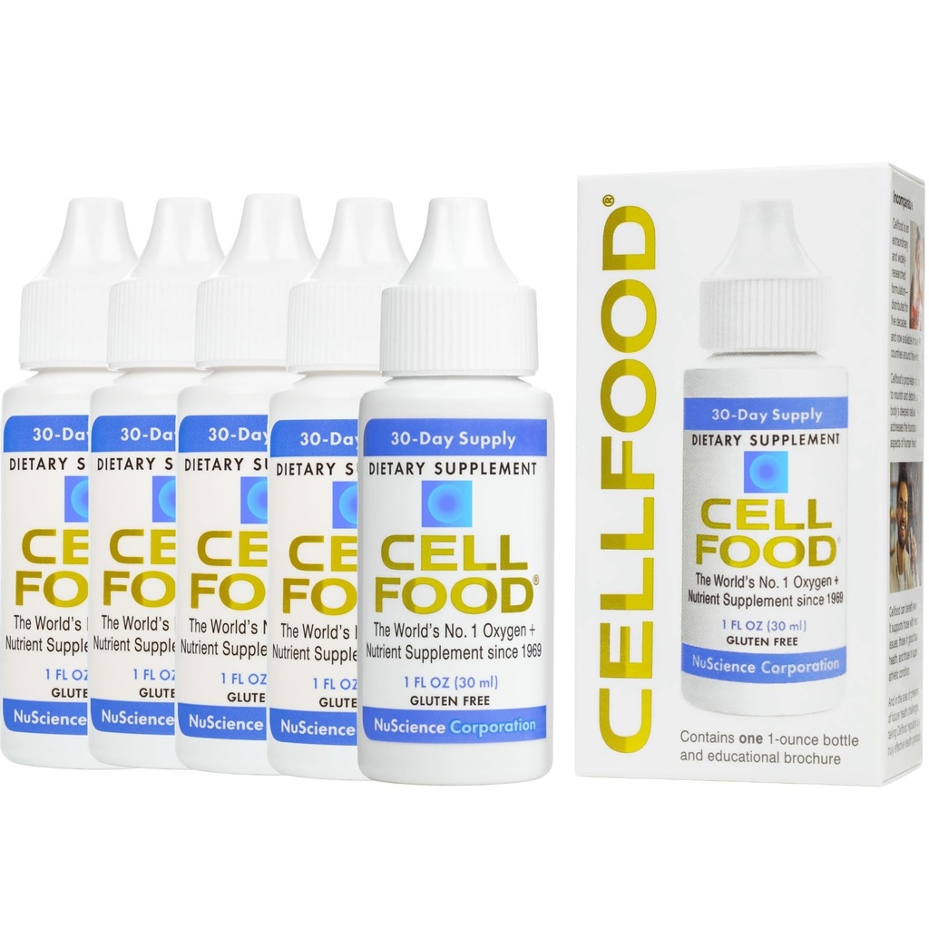 Cellefty Oxygen Boost - 1 fl oz, 5 Pack - Liquid Oksigen Suplement for Lymphaage Drainage, Ality Sickness, Jet Lag, Fatigue, Headaches, Hangovers & Energy - Gluten Free, Kosher