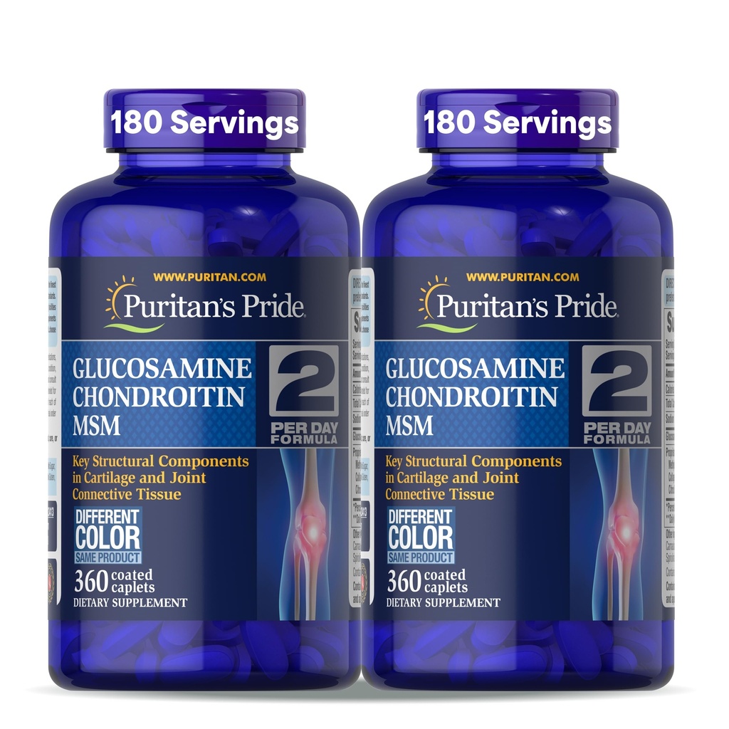 Puritan 's Pride Glucosamine Chondroitin MSM Dietary Supplement for Joint Health, 360 Coated Caplets