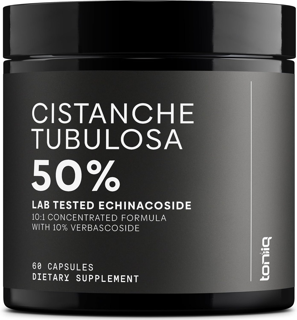 Cistanche Tubulosa Extract - Potency Tinggi Ultra 10: 1 Ekstrak dengan 50% Echinacoside & 10% Verbascoside - Sangat berkonsentrasi - Test Lab Partai - 60 Kapsul