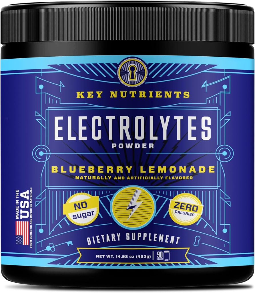 KEY NUTRIENTS Multivitamin Electrolytes Powder No Sugar - Freshberry Lemonade Electrolyte Powder - Endurance & Energy Suplemen - Hydration Drink - Tidak Ada Kalori- 90 Servis - Dibuat di USA