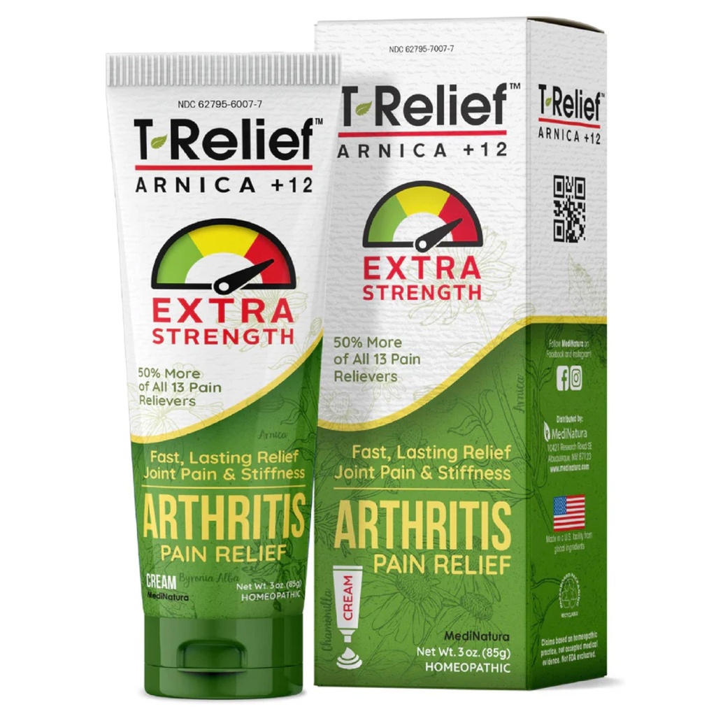 T-Relief Ekstra Kekuatan Arthritis Cream Arnica + 12 Pain Relieving Natural Medicines Help SootheSoreness Stiffness Acs & Pains in Joints Alamly - 3 oz