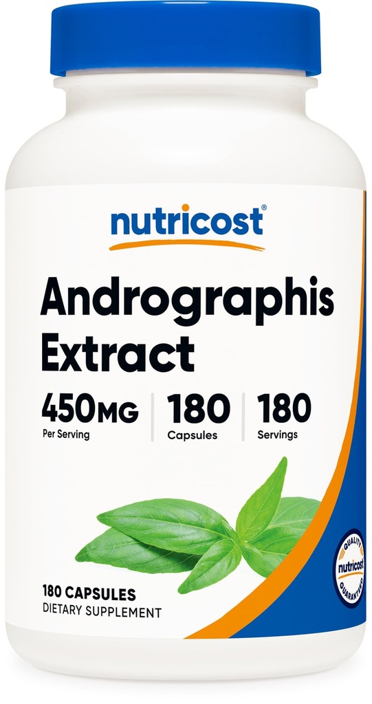 Ekstrak Andrographis Nuklir 450mg, 180 Capsules Vegetarian - Non- GMO & Gluten Bebas