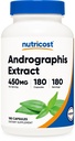 Ekstrak Andrographis Nuklir 450mg, 180 Capsules Vegetarian - Non- GMO & Gluten Bebas