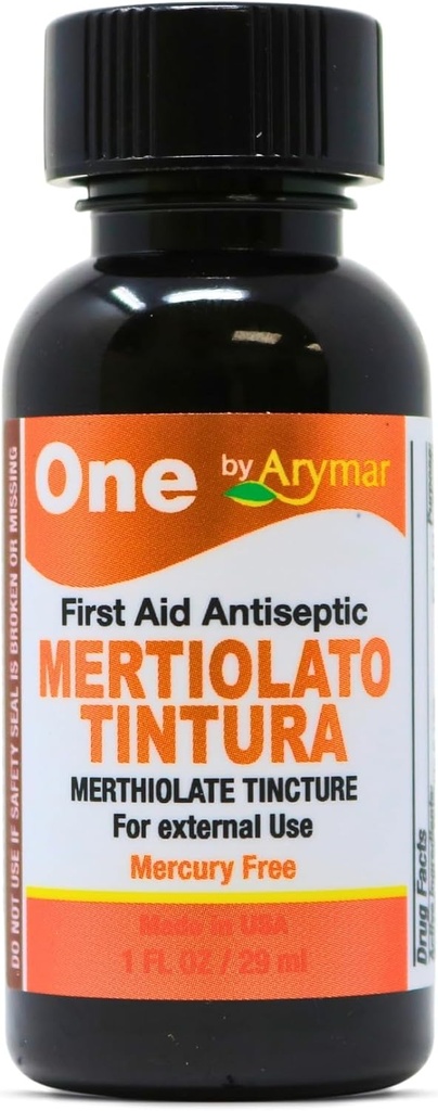 Arymar Mertiolato Tsucture 1 fl oz. Solusi Antiseptik untuk Pemotongan Minor, Scrapes & Burns.