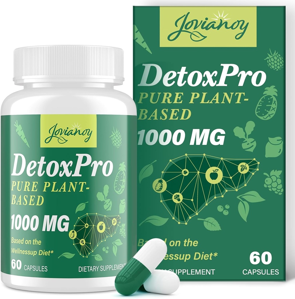 2000 MG Plant -Based Detox Cleanse - Natural Toxin Flush for Liver, Gut & Colon - Antioxidant & Digetical Dux - Fast-Acting Detox Complex for Women & Men - 60 Capsules