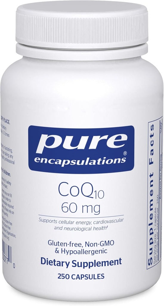 Insulasi murni CoQ10 60 mg 124; Koenzim Q10 Suplemen Energi, Antioksidan, Otak dan Kesehatan Cellular, Penyatuan, dan Dukungan Kardiovaskular * 124; 250 Katup