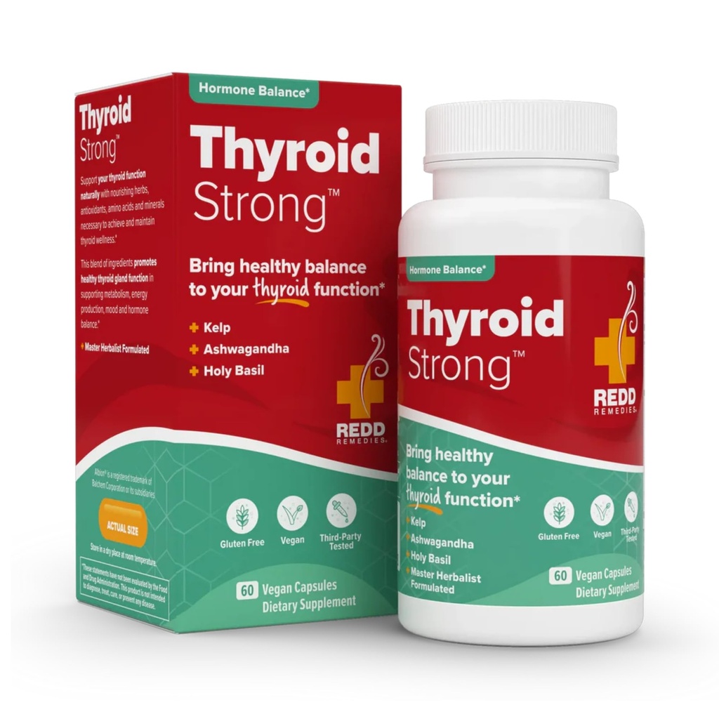 Redd Remedies, Thyroid Strong, Support Healthy Thyroid Fungsi dan keseimbangan, 60 Vegan Kapsul