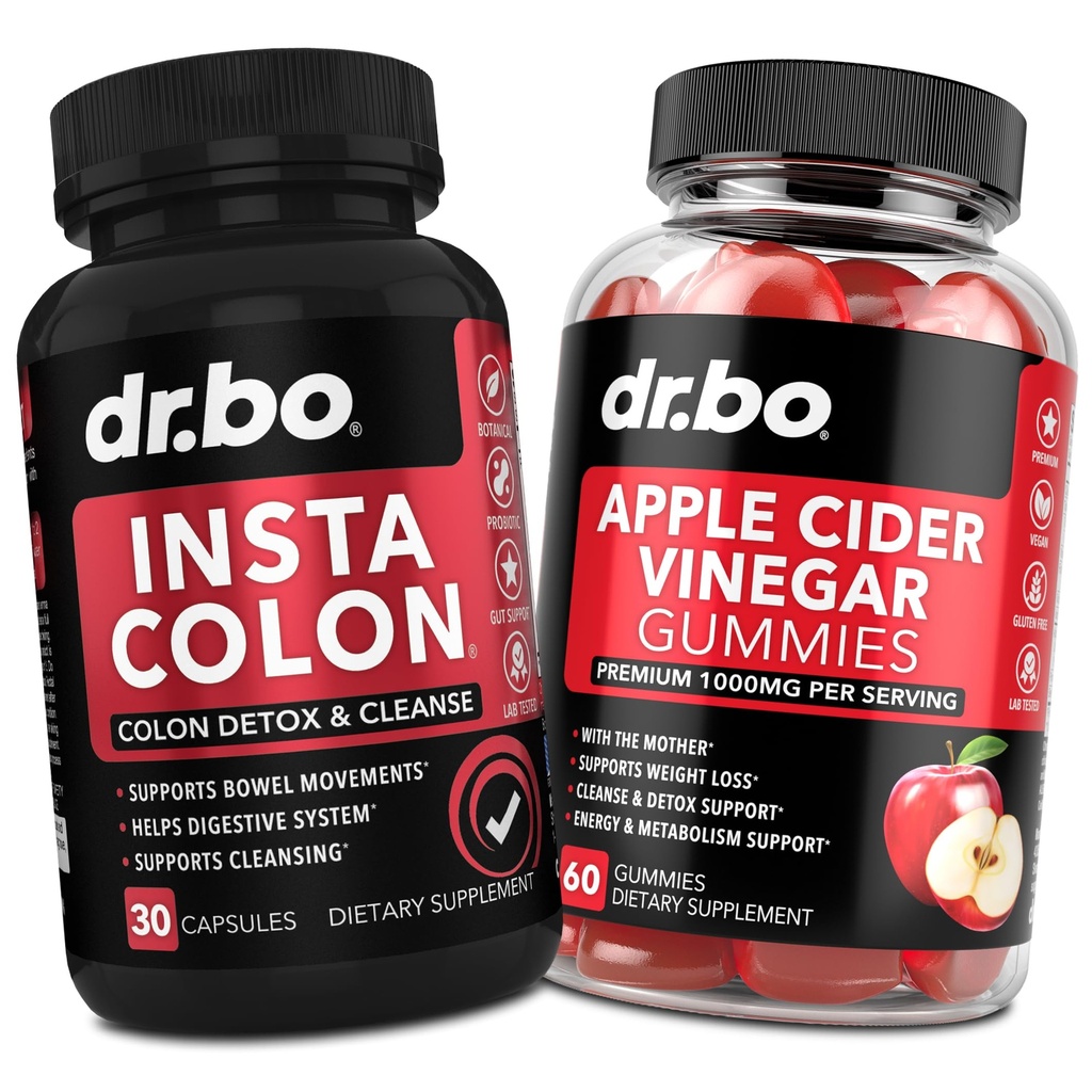 Colon Cleanser Detox & AV Apple Cider Vinegar Gummies - 15 Hari Colon Cleanse Pill Poop Flush & ACV Gummies Suppplemen Pergerakan Bowel untuk Dukungan Bloating Gut Instinsal