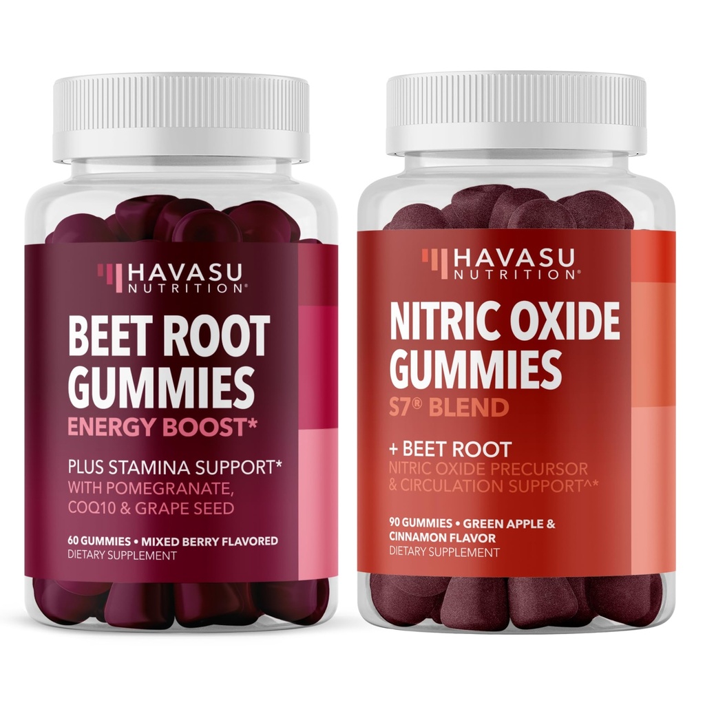 NutTRISI HAVASU Nitric Oxide Gummies with L- Arginine Root (1 Bulan Supply) & Beet Root Gummies with COQ10 & PAPPREAK (1 Bulan Supply)