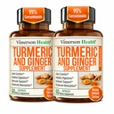 Turmeric Curcumin Supplemen dengan Ginger Root untuk Dukungan Gabungan, Digetsy & Gut Kesehatan - Berisi Curcumin Organ Turmeric dengan Pepper Hitam (Bioperin) untuk Enhanced Absorpsi - 60 Kapsul, 2 Pack