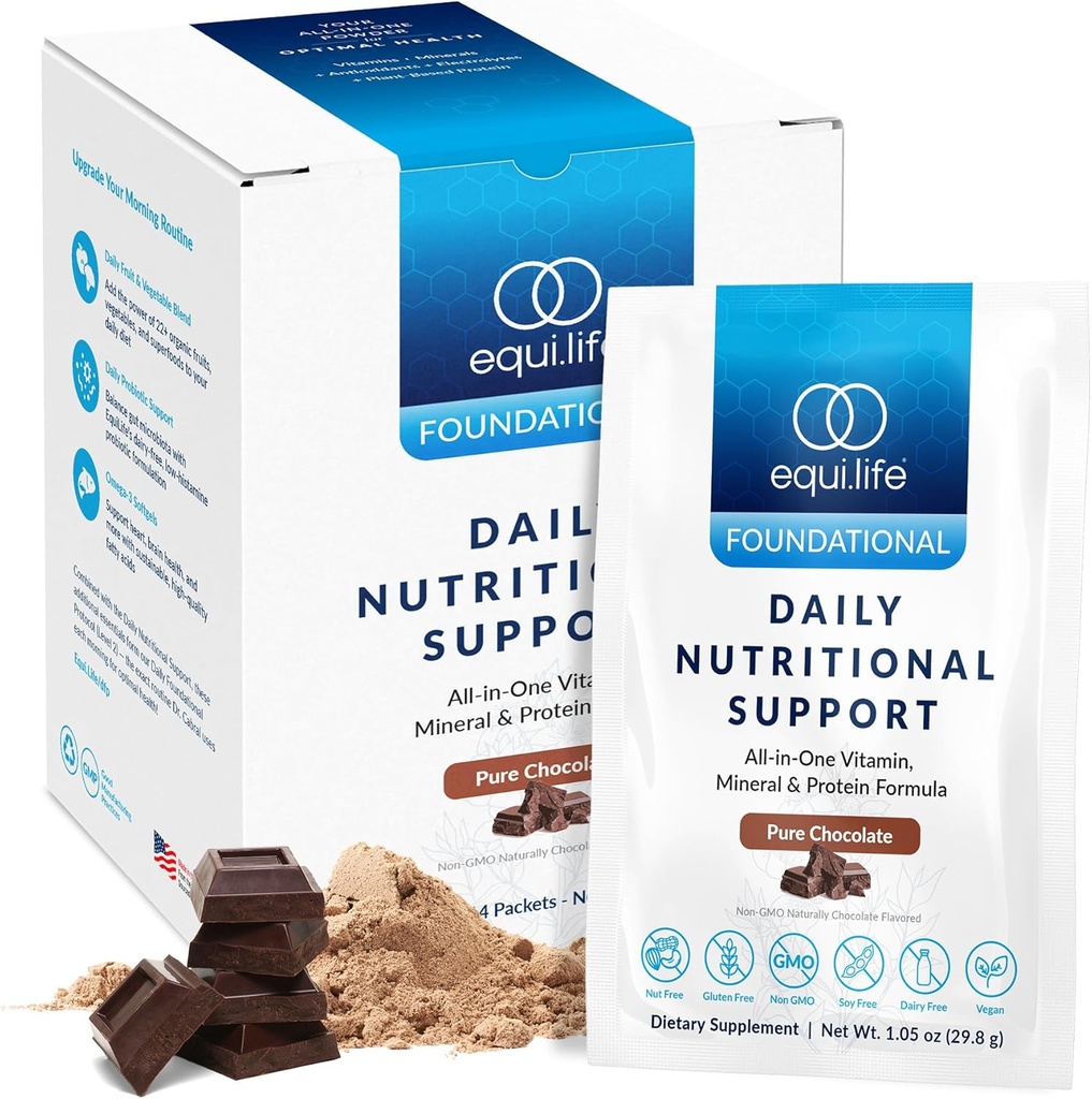 Equimelife Nuttration Daily Dups, All-inOne Multivitamin Meal Replacement, Created Chocolate Flavor, 15G Plant Protein, Supports Overall Wellness Included Energy, Diatle, & Skin, 14 Paket