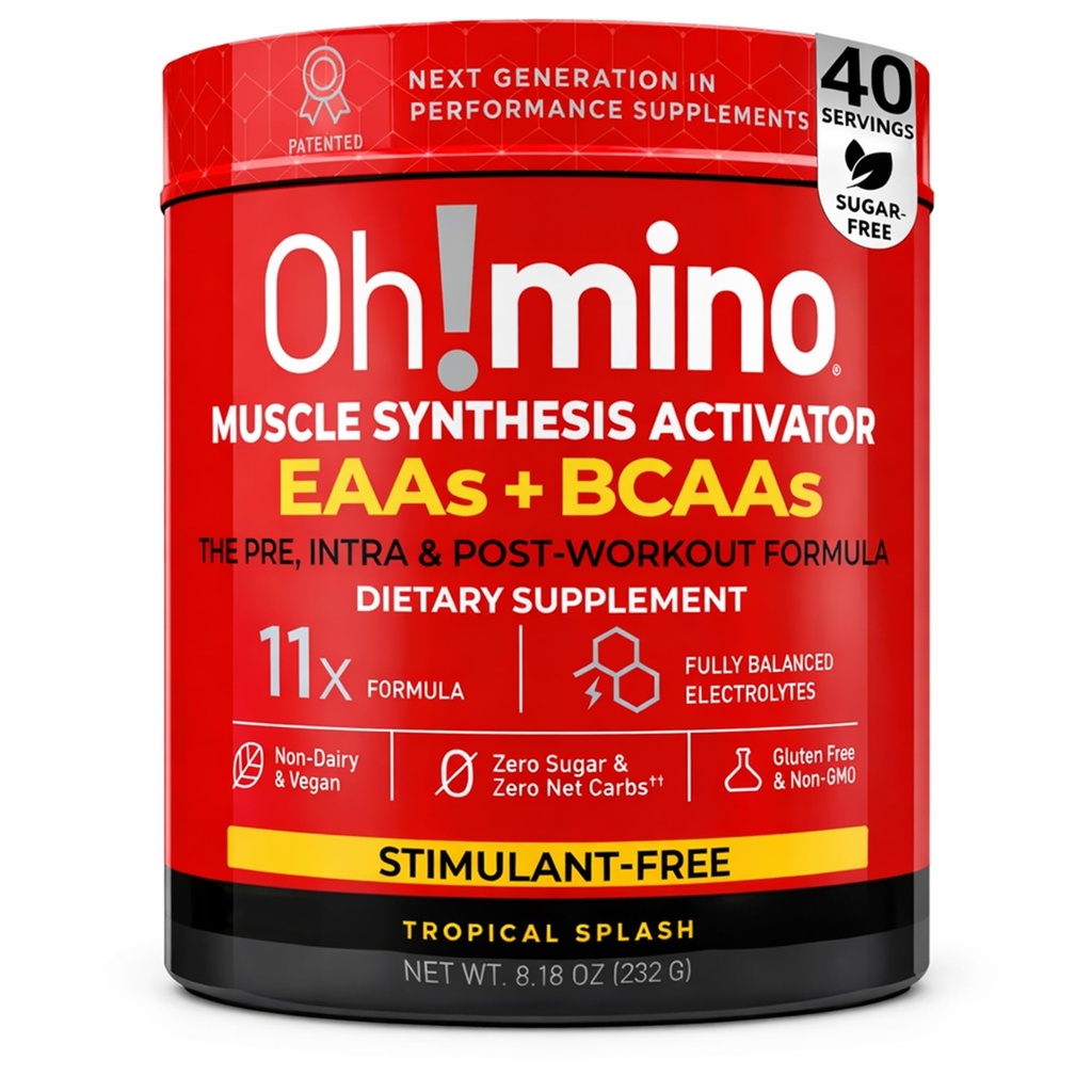 Oh! Tambahan Amino Accids Mino. Splash Tropical, Powder bebas. Semua 9 EAA, BCAAs dan Amino Sempurna untuk Kerja, Amino Energy, dan untuk membangun Otot, dan Perbaiki Lebih Cepat.