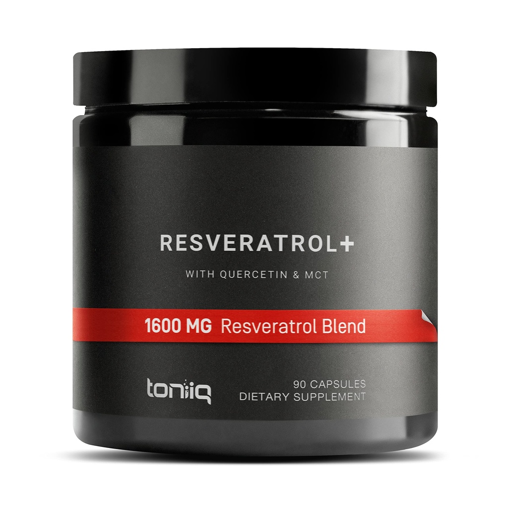 Toniiq 1600mg Resveratrol Blend - Ultra High Kemurnian dan 3 Party Tested - dengan MCT Oil untuk Added Bioavability - Optimal NAD Supplemen