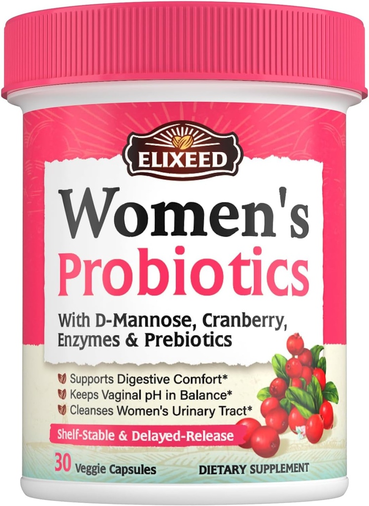Progres for Women, 120 Milyar CFU with Pregities Cranberry D-Mannose & Enzymes, Digetical Vaginal & Urinary Tract Health, 30 Delayed- Rilis Caps