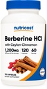 Nutricost Berberine HCI dengan Ceylon Cinnamon Capsules (120 Capsules, 60 Servings) - Non-GMO, Animal- Produk Bebas