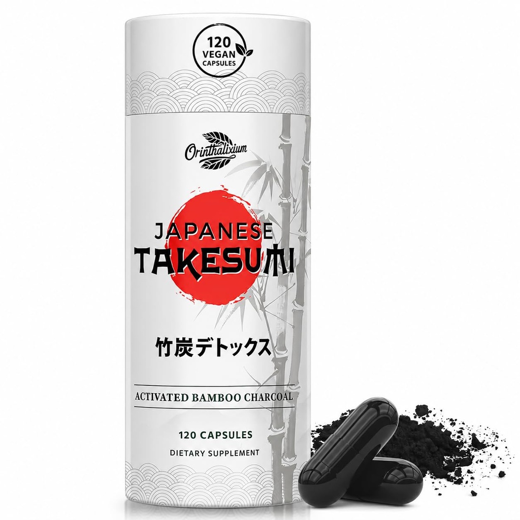 Takesumi mengaktifkan Arang 2000mg - Mengaktifkan Arang dari Bambu untuk Absorpsi Max, Detox & Gut, 120 Vegan Capsules