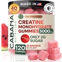 Cretine Monohydrate Gummies 5g - Hanya 2g Sugar, Made in USA - Sour Watermelon Flavor
