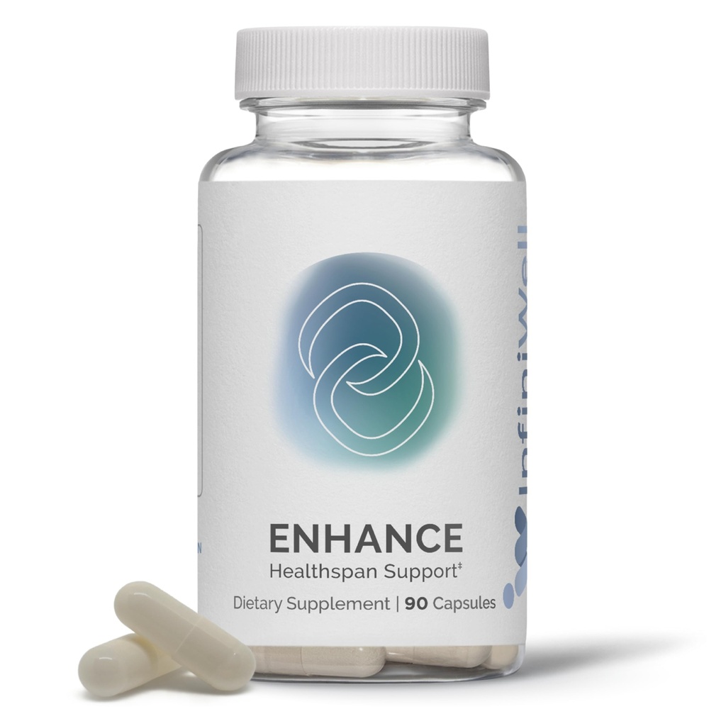 InfiniWell Enhance - Penuaan Sehat, Suplemen Umur Panjang dengan Trimethylglycine (TMG) - Encourace Cellular Renewal & Mitokondria Kesehatan - Bantuan Propince Healspan & Epigenetik Aging (90 Capsules)