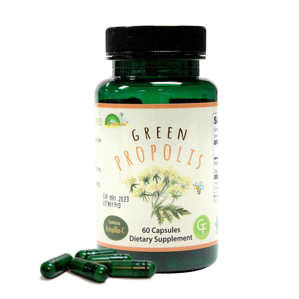Greenbow Green Propolis - Genuine Brasil Green Propolis, Berisi Artepilin C - Salah satu The Most Nutrition Packed (Vegan Capsule)