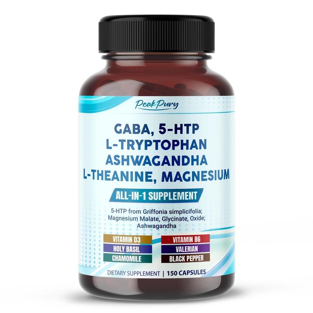 GABA, 5-HTP L- Tryptophan Ashwagandha Chamomile L-Theanine Magnesium - dibuat di USA