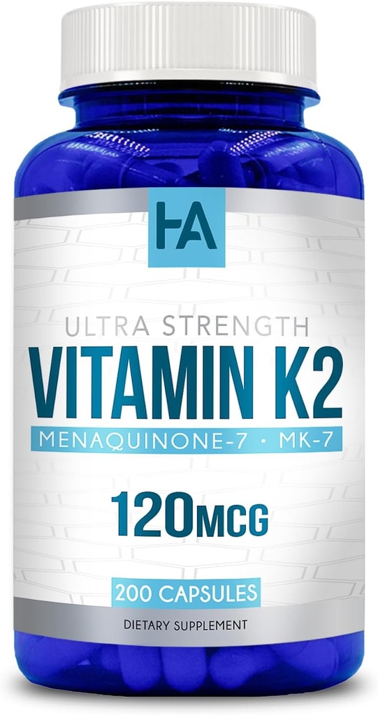 Suplemen Vitamin K2 MK7: Suplemen Tinggi Absorpsi K2 Vitamin Tambahan dengan Formasi MK7 Menaquinone Aktif untuk Gabungan Heart & Imune Dukungan Atter4; Vegan Non- GMO Soy Bebas Dibuat dalam CGMP Labs (200 Veggie Capsules)