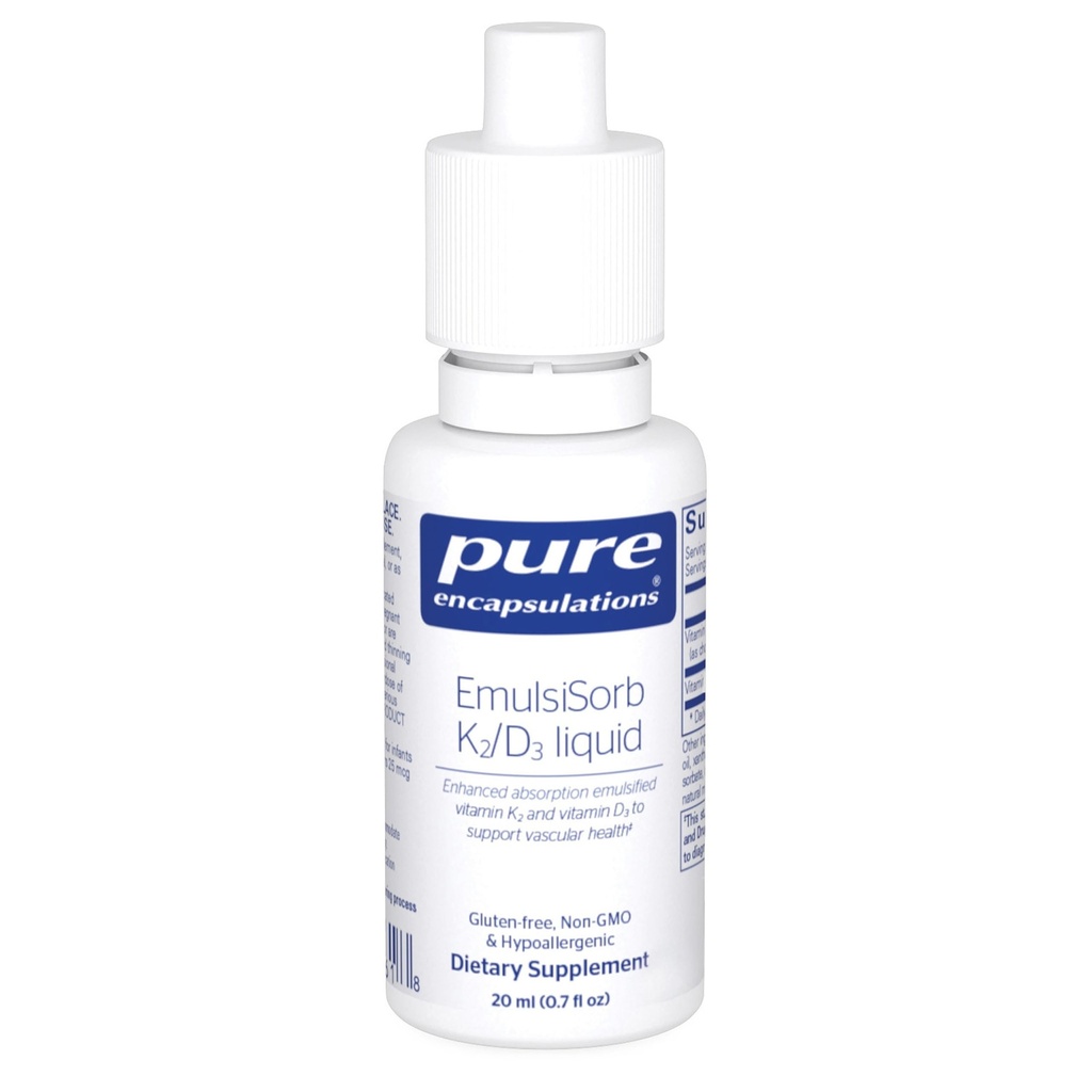 Penambahan Murni EmulsiSorb K2 / D3 Liquid 124; Enhanced- Ablupsi Emulsified Vitamin K2 dan Vitamin D3 untuk Kesehatan Vascular Dukungan 2.124; 0.7 Fl Oz