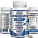 Natural Calm Aid with Magnesium, L- Theanine, Melonalin, GABA, 5- Htp 124; Sleep Aid 124; Non- GMO - 60 Capsules