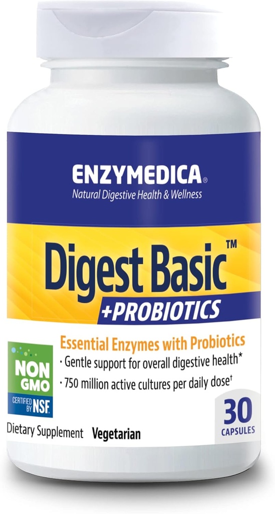 Enzymedica - Digest Dasar + Progities, Enzymes Digetical dengan Propoles, 30 Capsules FFP