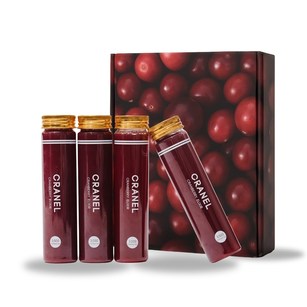 CRANEL UTI Dukungan Elixir Cranberry, 4X Bottles (Supply Monthly) Clanically - Proven & Antibiotik - Free, Dikemas dengan 3.000 Real Cranberry (Rasa Tart) Vegan & Non-GMO, Zero Added Sugar