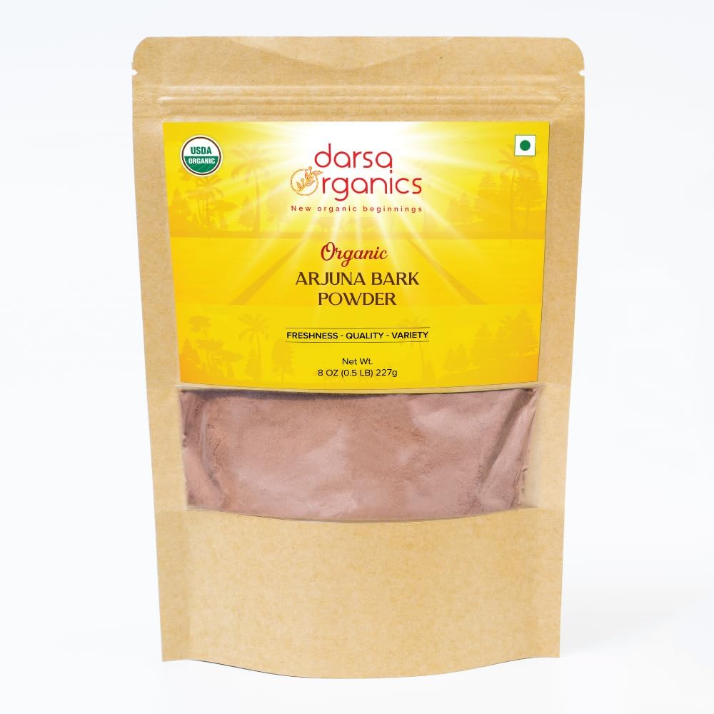 Arjuna Powder, 8 oz - USDA Organik Terminalia Arjuna untuk Dukungan Kardiovaskular, Kesehatan Jantung dan Tekanan Darah Pengurus, Bedak Arjuna Bark, Non- GMO, Gluten- Bebas, Kosher