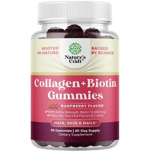 Skin dan Nails Gummies for Women - Extra Strength Biotin and Collagen Gummies for Women Hair Skin Nails - Non-GMO Kosher Marine Collagen Biotin 1000mcg per serving (45 Hari)