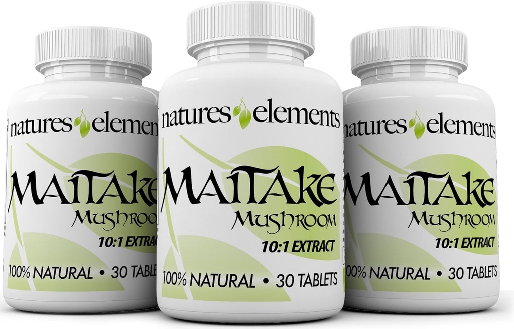 Maitake Mushroom - Kemasan 3 - 10: 1 Ekstrak - 500mg Tablet - Standardisasi 30% Polysaccharides - 1 Bulan Setiap-100% Alam, Safe Vegetarian