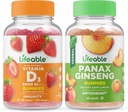Lifeable Vitamin D 5000 IU + Panax Ginseng, Gummies Bundle - Tasting Besar, Vitamin Suplemen, Gluten Bebas, GMO Bebas, Gummy Chewable