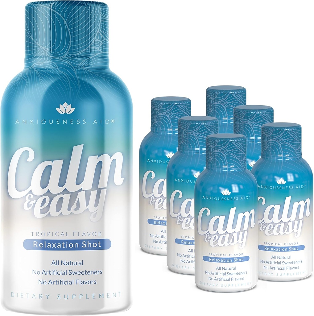 Tenang & Tenang - Stress Relief Natural Shot, KSM-66 Ashwagandha, Suntheanine L Theanine, Calming Adaptogen Drink, Relaxation, Focus, dan Mood 124; 2 oz Liquid Bottle (6 Pack)