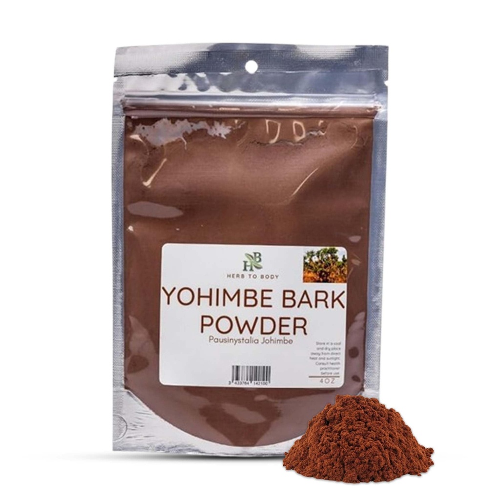 Herb To Body Yohimbe Bark Powder - 4 oz, Wildwmade Dired Yohimbe Powder Sourced from Africa for Herbal Tea and Tradisional Uses