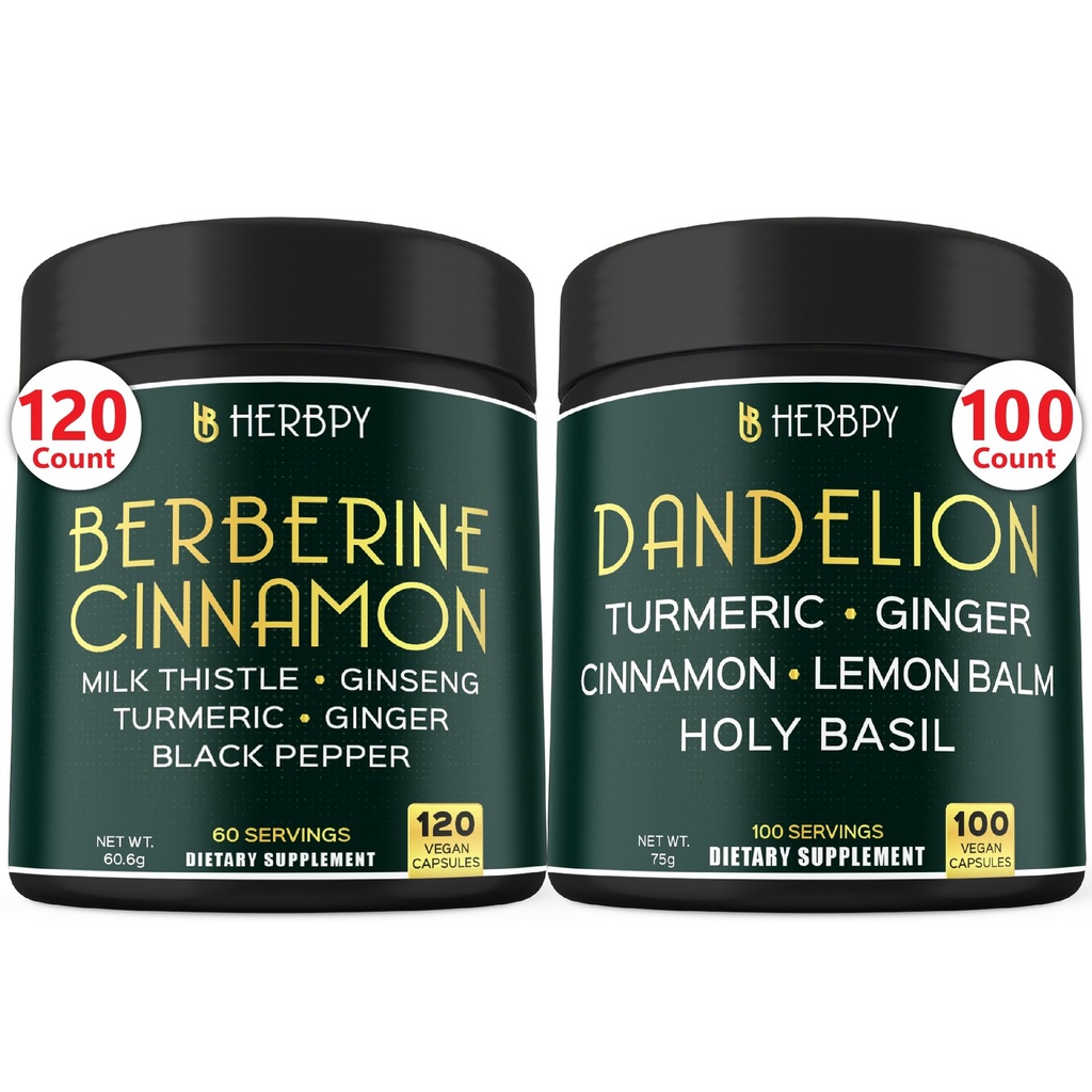 Bundle 7in1 Berberine HCI & 6in1 Danddelion Suplement - Dukung Imune, Divalry dan Heart Health