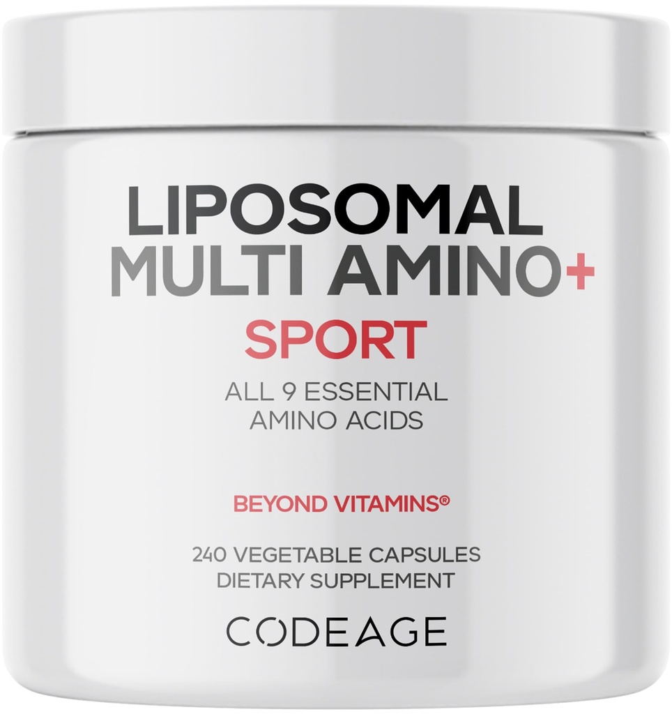 Codeage Multi Amino + BCAA & EAA Suplemen, Semua 9 EscalyAmino Acids, Freedom Form Branched- Chain Amino Acid Pills, Sport Suplemen, Pre & Post Workout, Liposal Delimen, Vegan, 240 Capsules