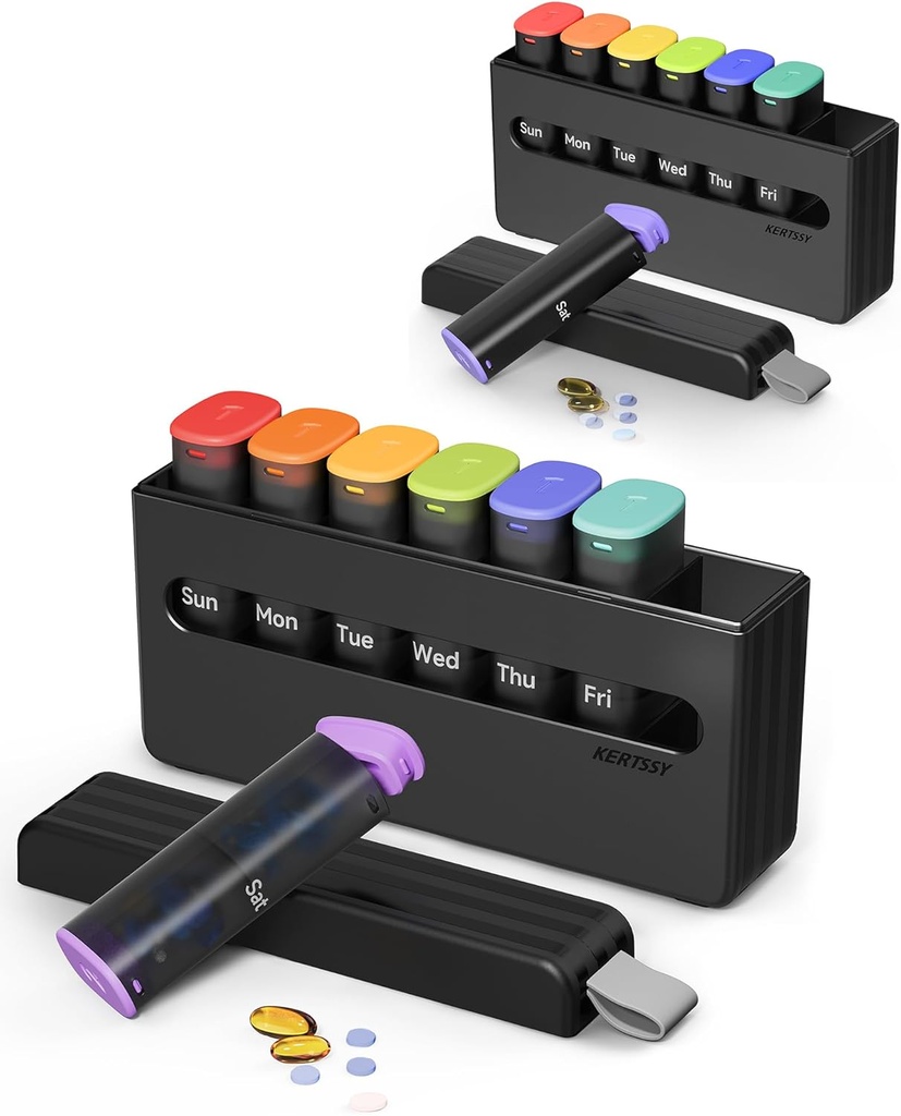 Weekly Pill Organizer 2 kali sehari - Am Pm Pill Box 7 Day, Kasus Pil Kill Besar Dua kali untuk Obat-obatan Harian, Vitamin, Minyak Ikan, Suplemen Kontainer Pill Portable.