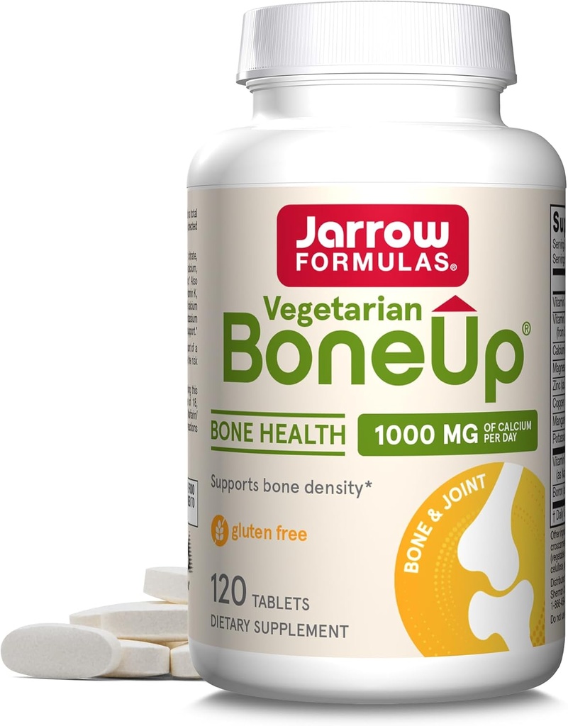 Jarrow Formula BoneUp Vegetarian - 120 Tablet - Vegetarian / Vegan Tambahan untuk Vegan Kesehatan Tulang - Sumber ramah Vitamin D3, Vitamin K2 (sebagai MK-7) & Calcium - 60 Servings
