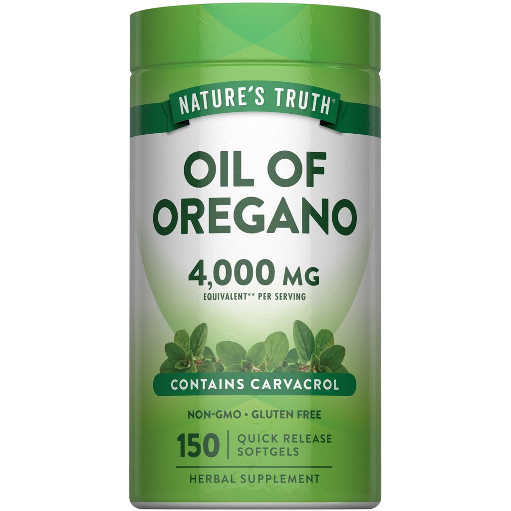 Minyak Kebenaran Alam Oregano Softgeels 124; 4000 mg 124; 150 Count 124; Non- GMO & Gluten Free Herbal Suplemen