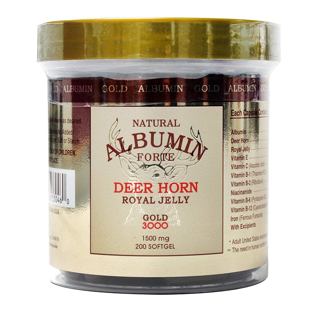 Natural Albumin Forte Deer Horn Royal Jelly - 1500mg / 200 Softgel